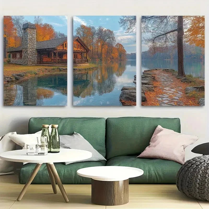 3pcs Geist Lake Indiana Peaceful Lake House Metal Print Ready to Hang Art