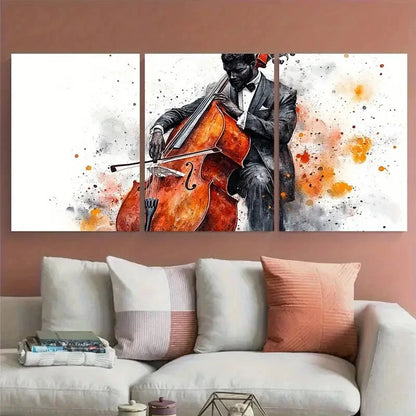 3pcs Mysterious Tuxedo for Man Double Bass Metal Print Ready to Hang Art