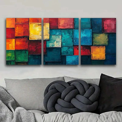 3pcs Color Cube Wall Art Painting Metal Print Ready to Hang Art