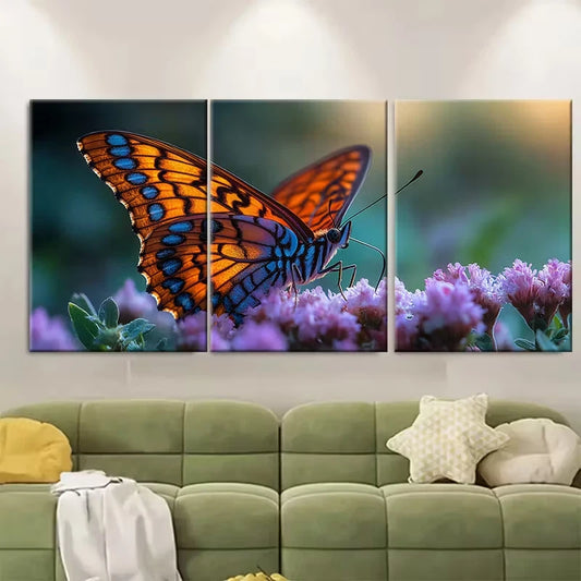 3pcs Vibrant Butterfly Macro Photography Metal Print Ready to Hang Art