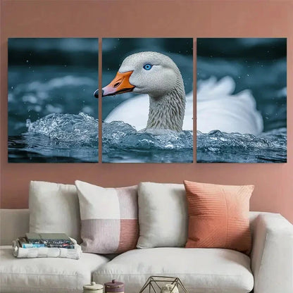 3pcs Blue Eyed White Goose Metal Print Ready to Hang Art