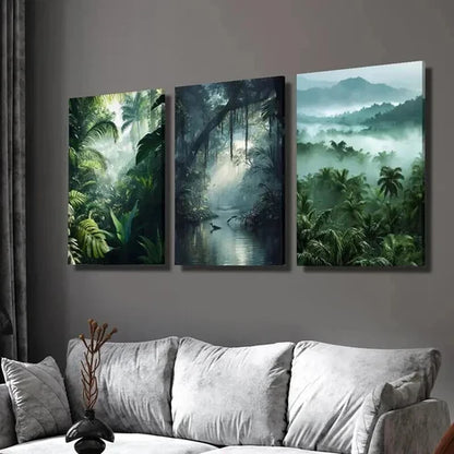 3pcs Natural Tropical Forest Decoration  Wall Art Set Canvas Unframed - High Quality Print 100% Australian Made Wall Canvas