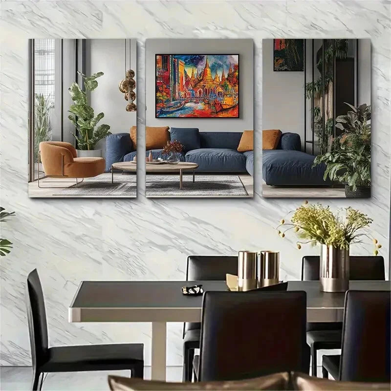 3pcs Vibrant Thailand Cityscape & Landmarks Metal Print Ready to Hang Art