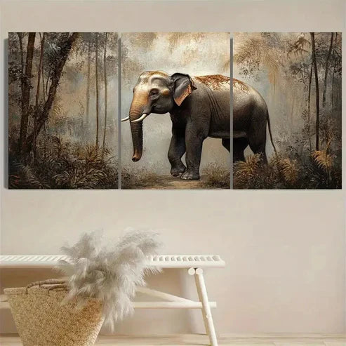 3pcs Jungle Scene with Lush Greenery & Sunlight Wall Art Set Canvas Unframed - High Quality Print 100% Australian Made Wall Canvas