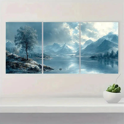3pcs Vintage Grey Seascape Landscape Art Metal Print Ready to Hang Art