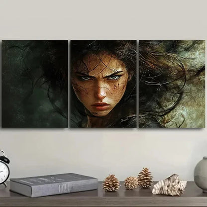 3pcs An Angry Young Woman Wall Art Set Canvas Unframed – High Quality Print 100% Australian Made Wall Canvas