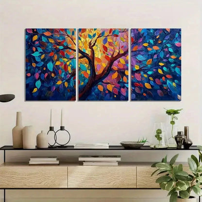 3pcs Abstract Tree Artwork Wall Painting Metal Print Ready to Hang Art