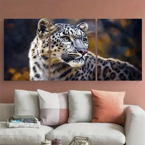 3pcs Snow Leopard Portrait Animals Wall Art Set Canvas Unframed - High Quality Print 100% Australian Made Wall Canvas