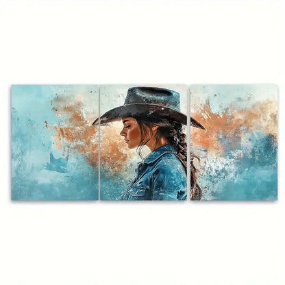 3pcs Coastal Cowgirl Posters Decor Wall Art Metal Print Ready to Hang Art