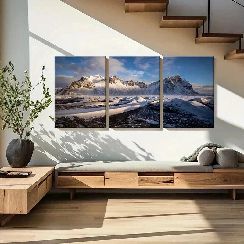 3pcs Snow Mountains Natural Landscape Wall Art Set Canvas Framed 40x60cm - High Quality Print 100% Australian Made Wall Canvas Ready to Hang