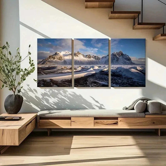 3pcs Snow Mountains Natural Landscape Wall Art Set Canvas Framed 40x60cm - High Quality Print 100% Australian Made Wall Canvas Ready to Hang