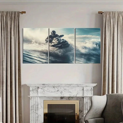 3pcs Ocean Waves Adventure Spirit Painting Metal Print Ready to Hang Art