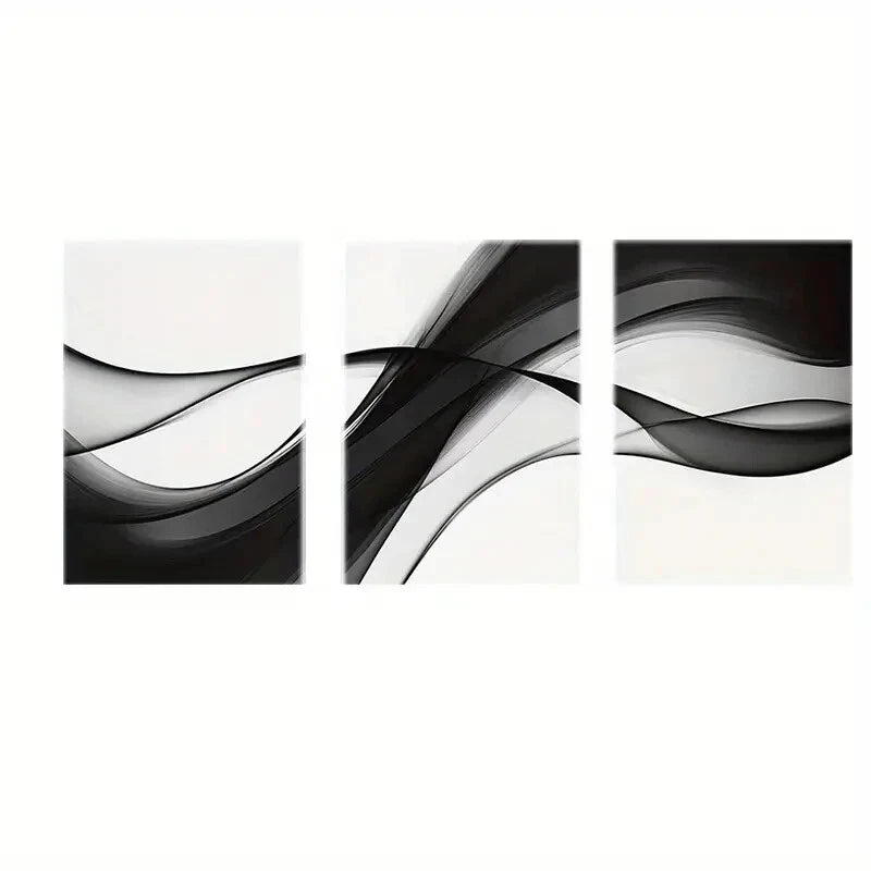 3pcs Black and White Abstract Art Painting Metal Print Ready to Hang Art