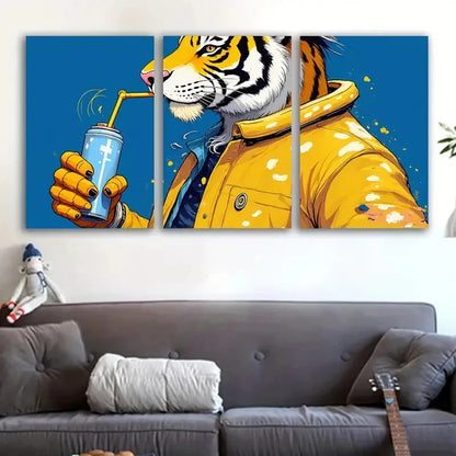 3pcs Vibrant Tiger Metal Print Ready to Hang Art