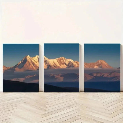 3pcs Snowy Mountain Wall Art Set Canvas Framed 40x60cm - High Quality Print 100% Australian Made Wall Canvas Ready to Hang
