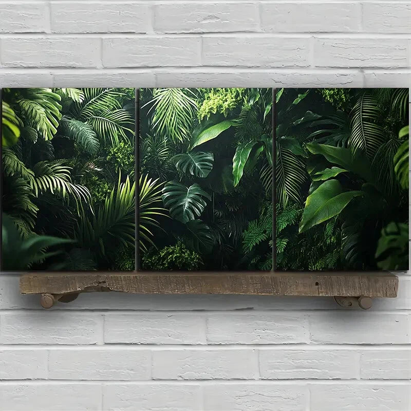 3pcs Green Plants Under The Sunshine Botanical Metal Print Ready to Hang Art