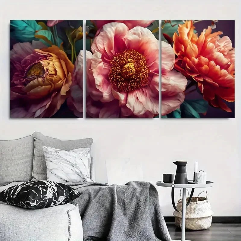 3pcs Vibrant Orange Green Abstract Forest Wall Art Set Canvas Framed 40x60cm - High Quality Print 100% Australian Made Wall Canvas Ready to Hang