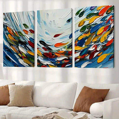3pcs Colorful Abstract Watercolor Oil Painting Canvas Framed 60x90cm - High Quality Print 100% Australian Made Wall Canvas Ready to Hang