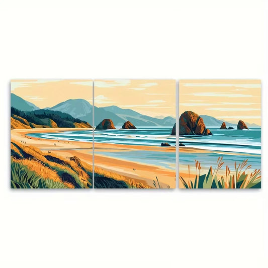 3pcs Cannon Beach Oregon Metal Print Ready to Hang Art