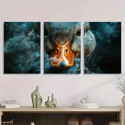 3pcs Retro Duck Smoking Oil Painting Metal Print Ready to Hang Art