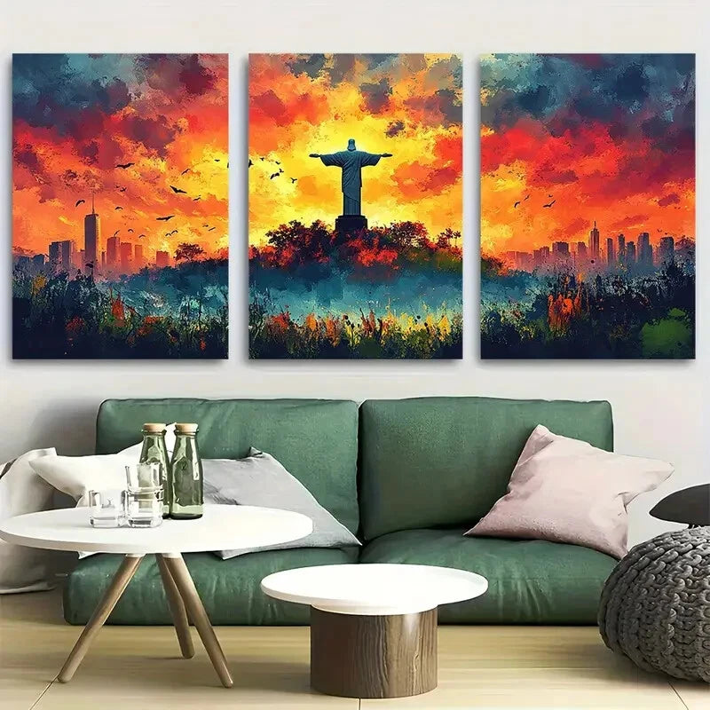 3pcs Christ the Redeemer Travel Metal Print Ready to Hang Art
