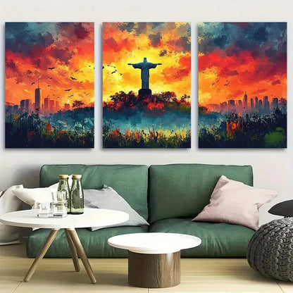 3pcs Christ the Redeemer Travel Metal Print Ready to Hang Art