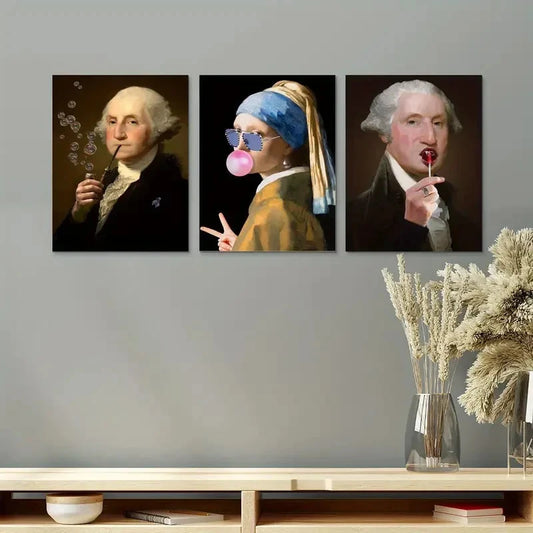 3pcs Historical Figures Humorous Art Metal Print Ready to Hang Art