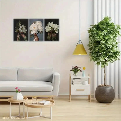 3pcs Touch of Sophistication Floral Wall Art Metal Print Ready to Hang Art