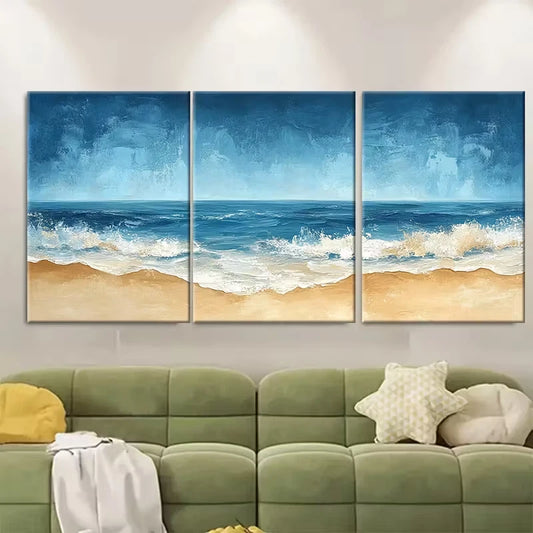 3pcs Minimalist Brushstroke Design Metal Print Ready to Hang Art