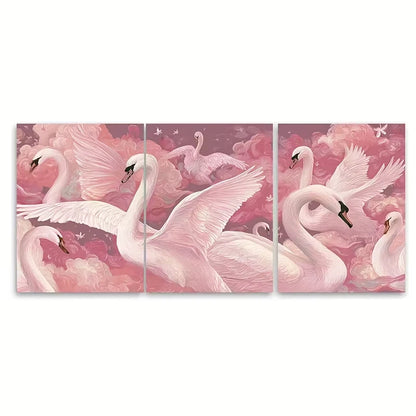 3pcs , Swan Art, Coquette Metal Print Ready to Hang Art