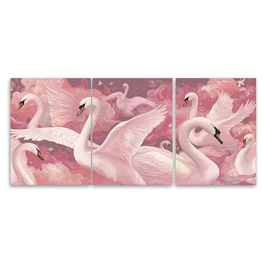 3pcs , Swan Art, Coquette Metal Print Ready to Hang Art