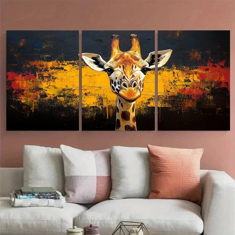 3pcs Giraffe African Animals Metal Print Ready to Hang Art