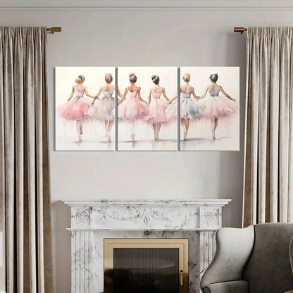 3pcs Ballet Dancers Watercolor Style Art Metal Print Ready to Hang Art