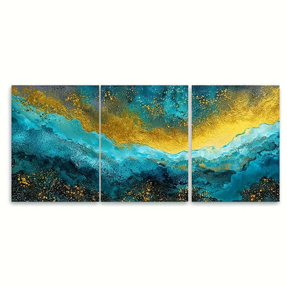 3pcs Abstract Coastal Seascape Sunrise Painting Metal Print Ready to Hang Art