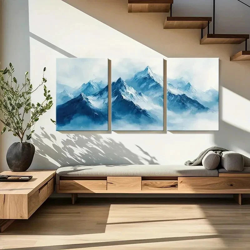 3pcs Set of Alpine Majesty Mountain Landscape Metal Print Ready to Hang Art