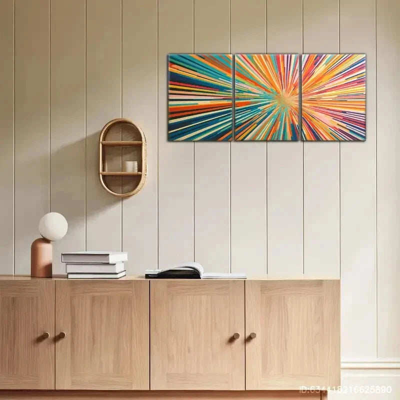 3pcs Vibrant Abstract Canvas Art Prints Metal Print Ready to Hang Art
