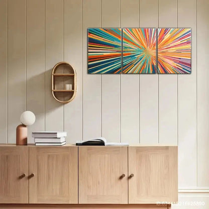 3pcs Vibrant Abstract Canvas Art Prints Metal Print Ready to Hang Art