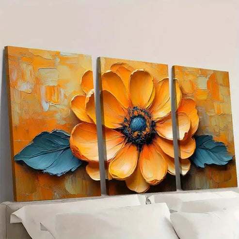 3pcs Flower Painting Abstract Flower AE Wall Art Set Canvas Unframed - High Quality Print 100% Australian Made Wall Canvas
