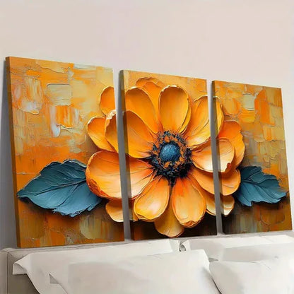 3pcs Flower Painting Abstract Flower AE Wall Art Set Canvas Unframed - High Quality Print 100% Australian Made Wall Canvas