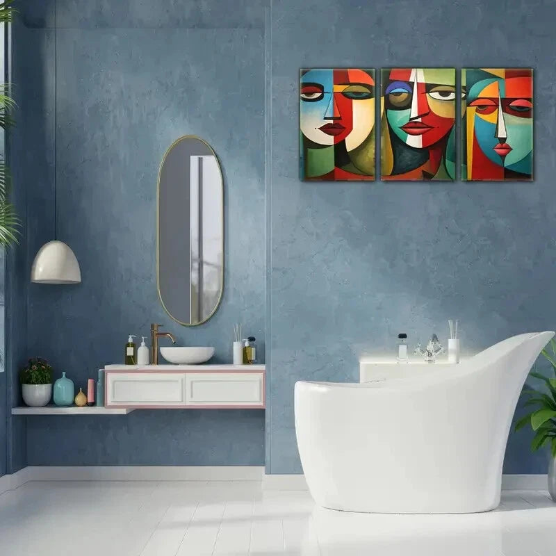 3pcs Artistic Expression Female Portrait Art Metal Print Ready to Hang