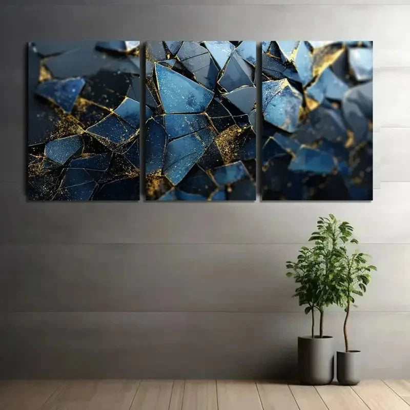 3pcs Geometric Abstract Digital Art Modern Art Metal Print Ready to Hang Art