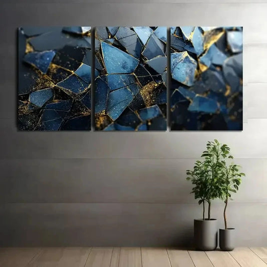 3pcs Geometric Abstract Digital Art Modern Art Metal Print Ready to Hang Art