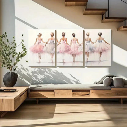 3pcs Ballet Dancers Watercolor Style Art Metal Print Ready to Hang Art