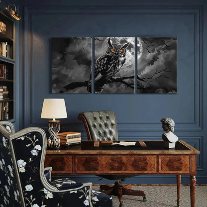 3pcs Owl Moon Night Sky Birds Animal Art Metal Print Ready to Hang Art