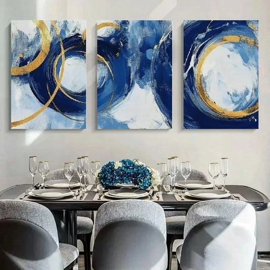 3pcs Jkdudu Abstract Circles Classic Brush Strokes Metal Print Ready to Hang Art