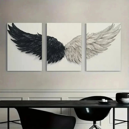 3pcs Rustic Black & White Feather Metal Print Ready to Hang Art