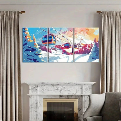 3pcs Winter Wonderland Snowy Mountains Metal Print Ready to Hang Art