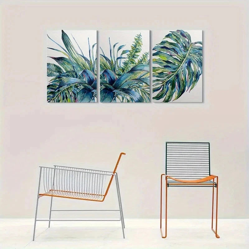 3pcs Modern Tropical Leaf Botanical Metal Print Ready to Hang Art