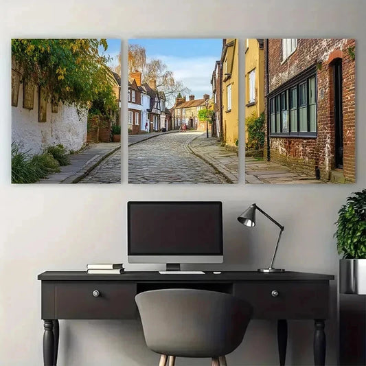 3pcs UK Historic Town Heritage England Perfect Wall Art Canvas Framed 60x90cm