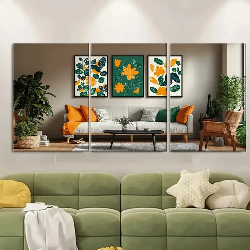 3pcs Abstract Floral Print Matisse Leaf Print Metal Print Ready to Hang Art